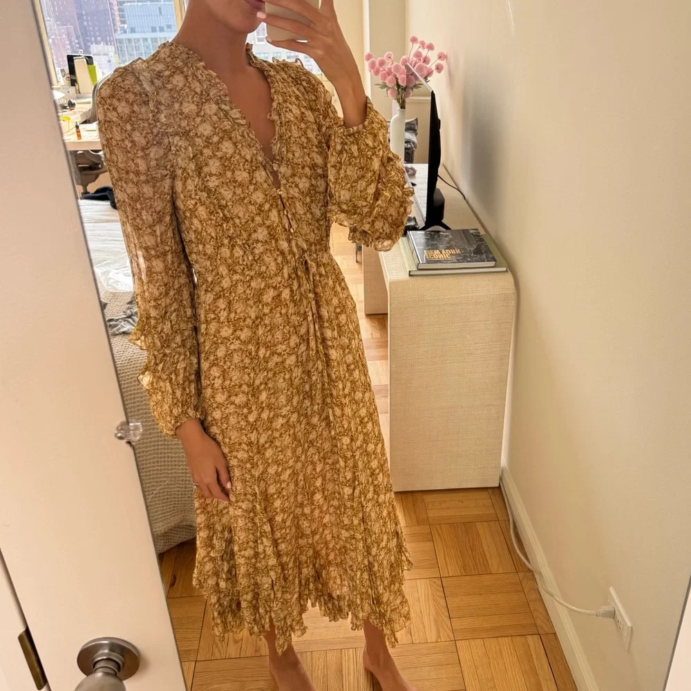 Shona Joy Julia Balloon Sleeve Godet Midi Dress - Picture 5 of 7